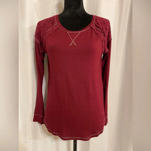 Rewind Long Sleeve Burgandy Lace Blouse Size Medium